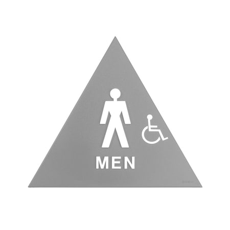Bcf 12 x 12, Men Door Sign, Triangle Print, Picture, Text & Handicapped Symbol, Gray SBH12M-GRAY-1